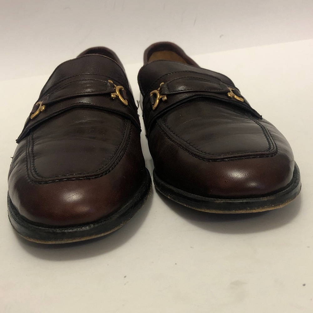 Creazioni Olimpica 43 Loafer Shoe Burgundy Leather Vero Cuoio Gold bits Vintage - Picture 6 of 10